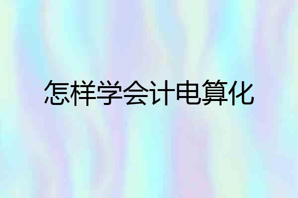 怎样学会计电算化