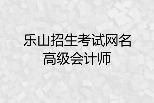 乐山招生考试网名高级会计师