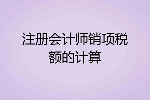 注册会计师销项税额的计算