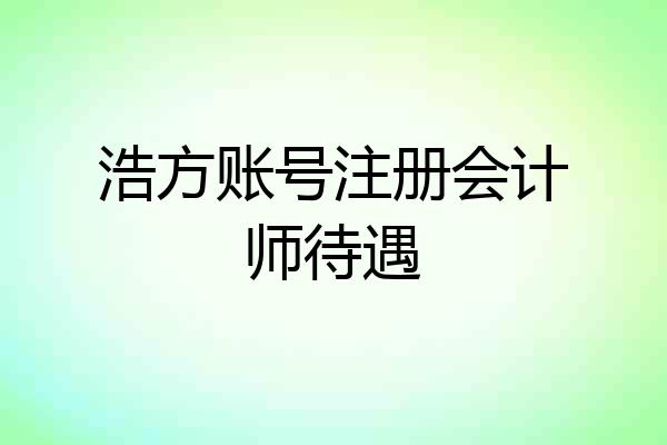 浩方账号注册会计师待遇