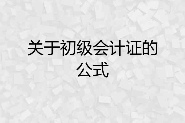 关于初级会计证的公式