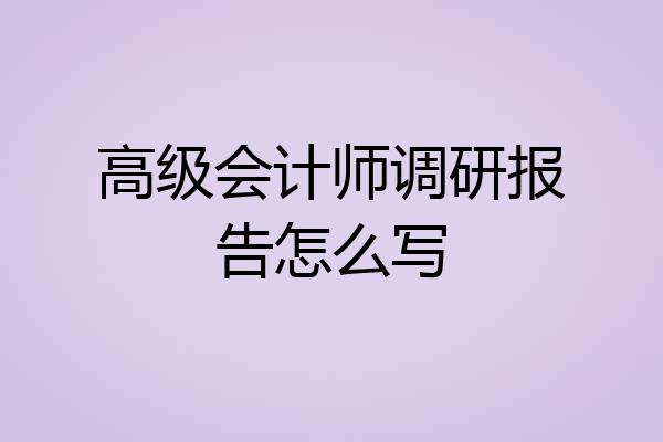高级会计师调研报告怎么写