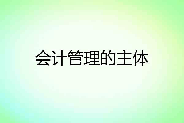 会计管理的主体