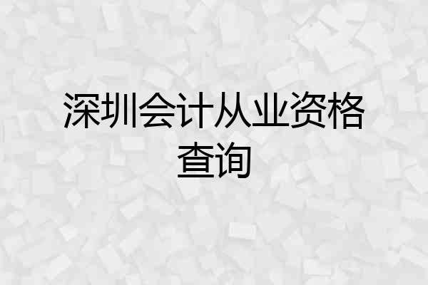 深圳会计从业资格查询