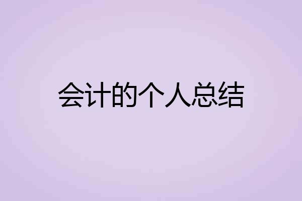 会计的个人总结