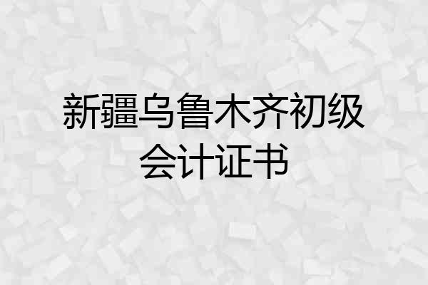 新疆乌鲁木齐初级会计证书