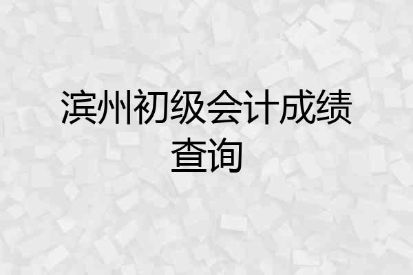 滨州初级会计成绩查询