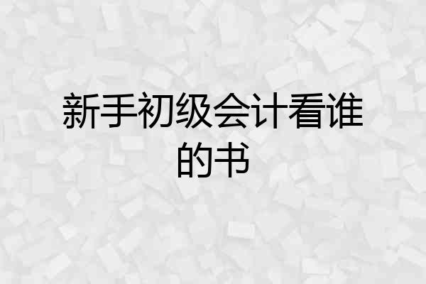 新手初级会计看谁的书