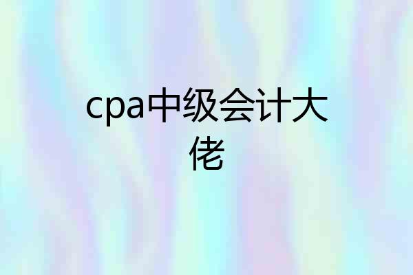 cpa中级会计大佬