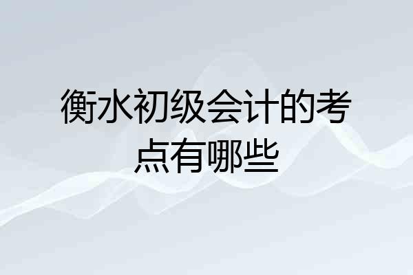 衡水初级会计的考点有哪些