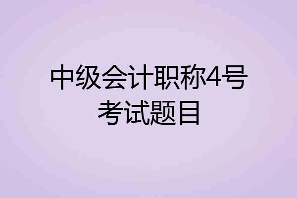 中级会计职称4号考试题目