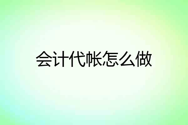 会计代帐怎么做