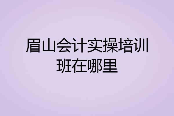 眉山会计实操培训班在哪里