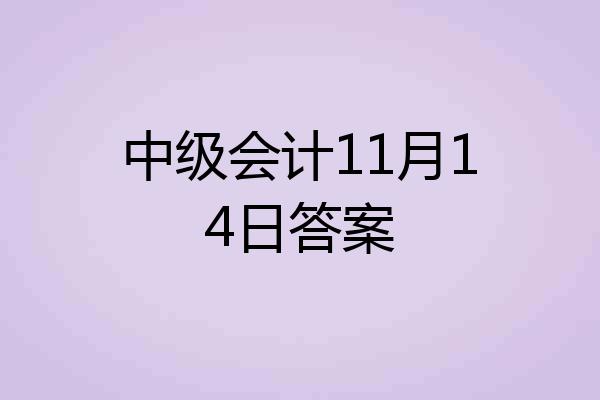 中级会计11月14日答案