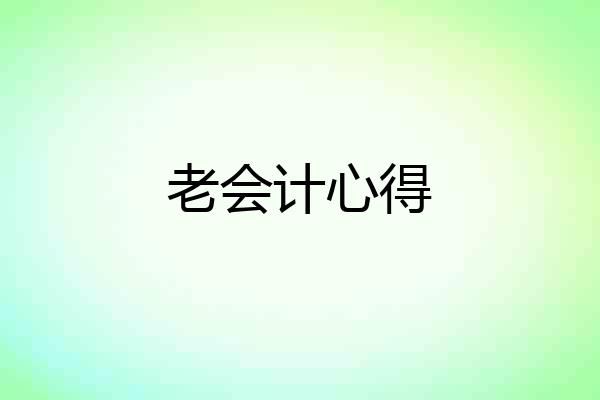 老会计心得