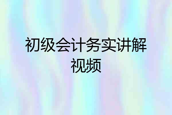 初级会计务实讲解视频