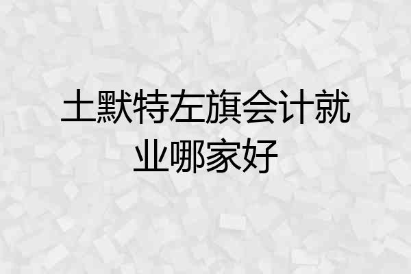 土默特左旗会计就业哪家好