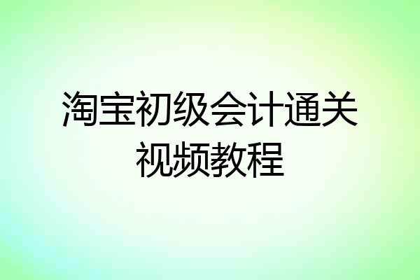 淘宝初级会计通关视频教程