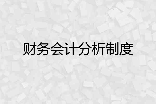 财务会计分析制度