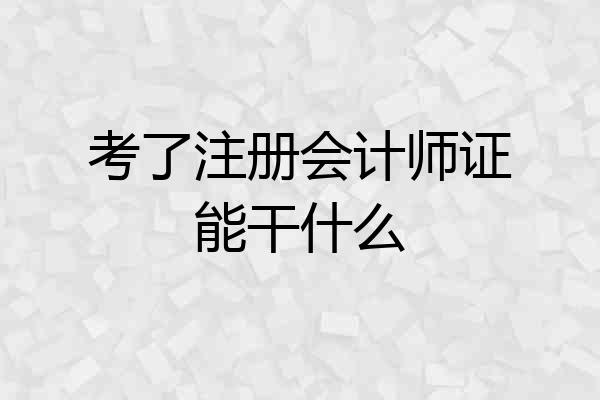 考了注册会计师证能干什么