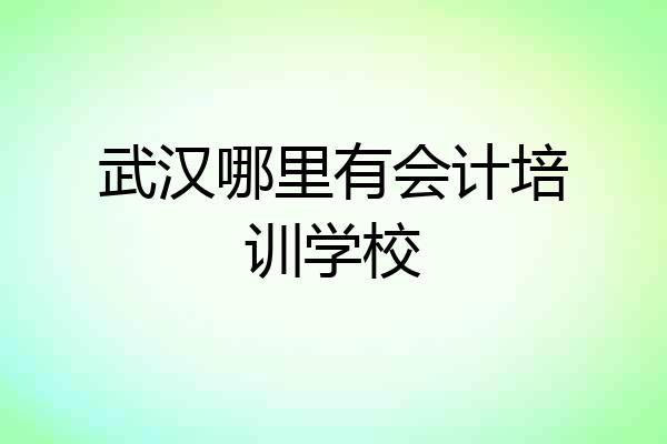 武汉哪里有会计培训学校