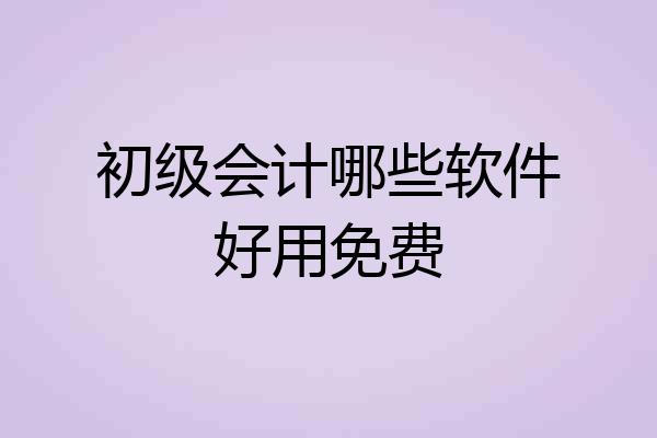 初级会计哪些软件好用免费