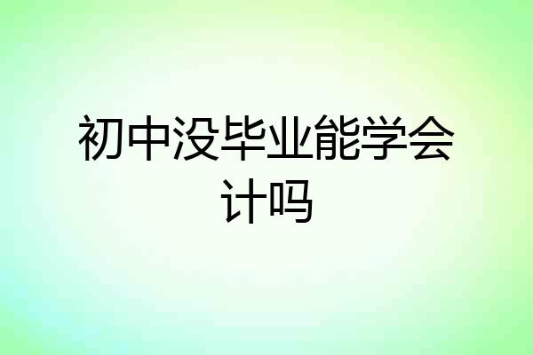 初中没毕业能学会计吗