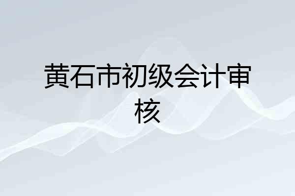 黄石市初级会计审核