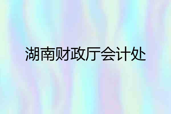 湖南财政厅会计处