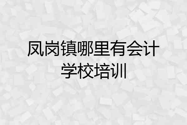 凤岗镇哪里有会计学校培训