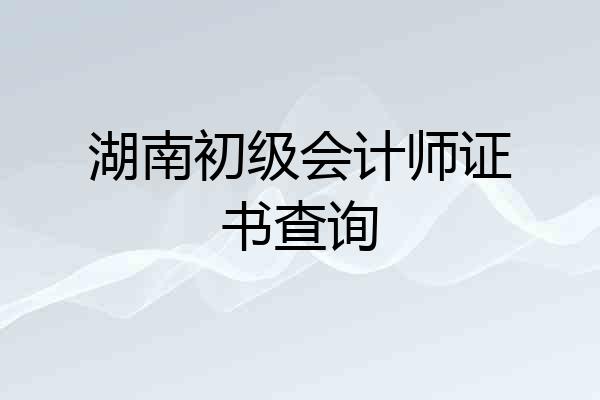 湖南初级会计师证书查询