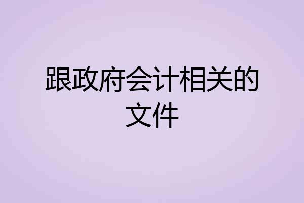 跟政府会计相关的文件