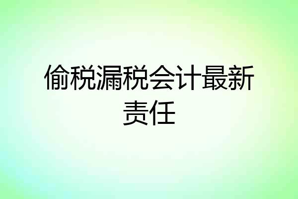 偷税漏税会计最新责任