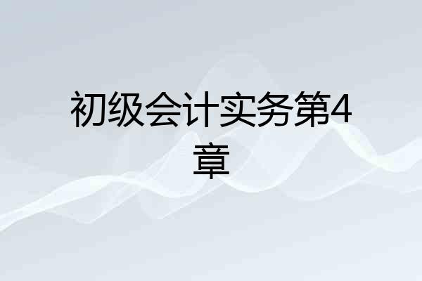 初级会计实务第4章
