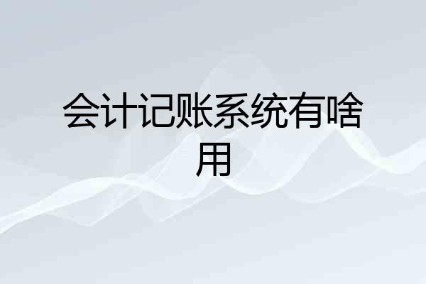 会计记账系统有啥用