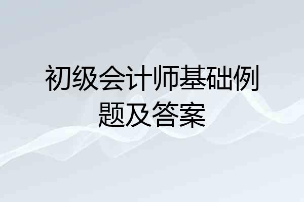 初级会计师基础例题及答案