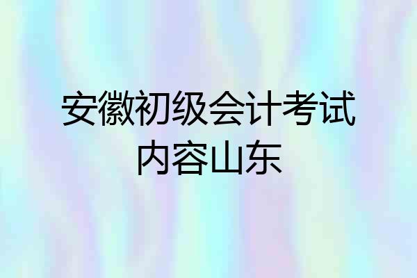 安徽初级会计考试内容山东