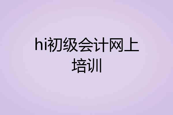 hi初级会计网上培训