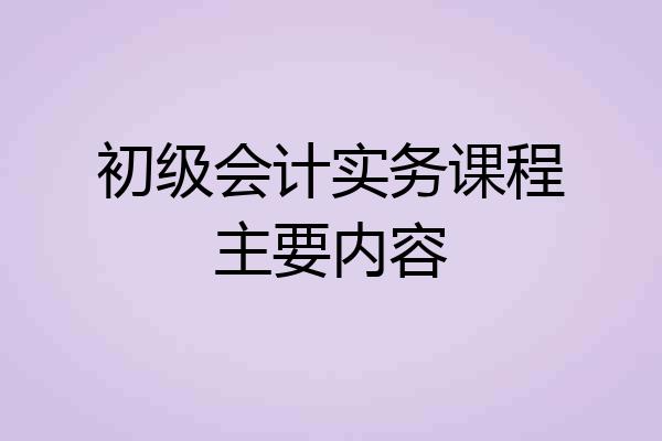 初级会计实务课程主要内容