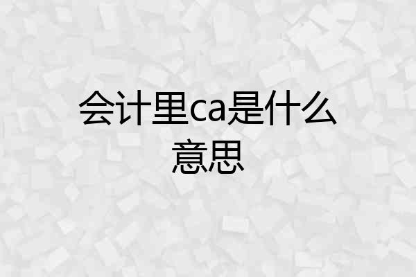 会计里ca是什么意思