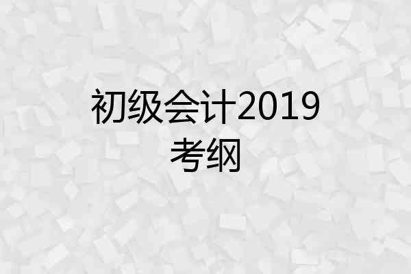 初级会计2019考纲