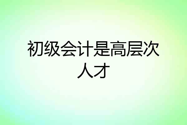 初级会计是高层次人才