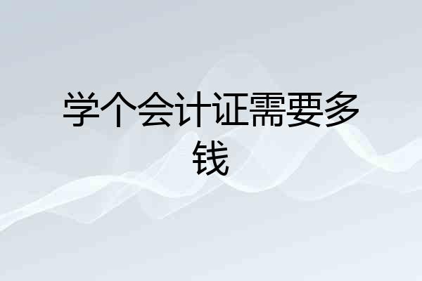 学个会计证需要多钱