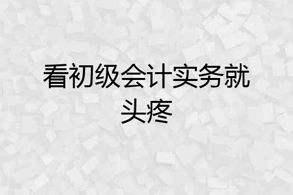 看初级会计实务就头疼