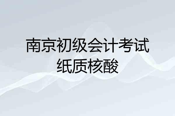 南京初级会计考试纸质核酸