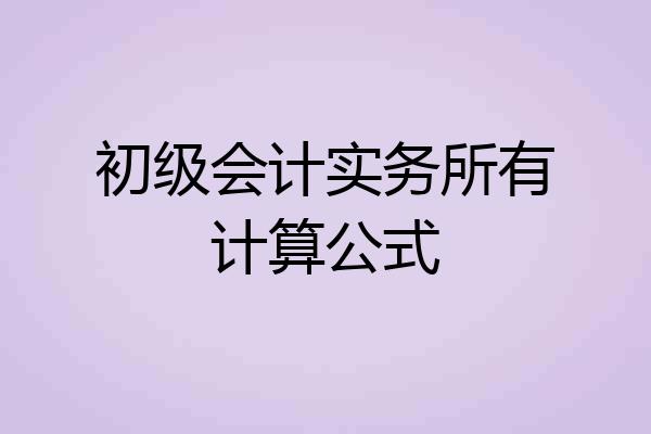 初级会计实务所有计算公式