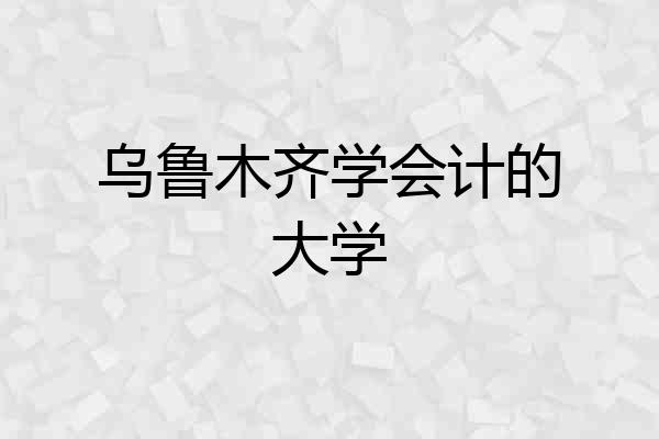 乌鲁木齐学会计的大学