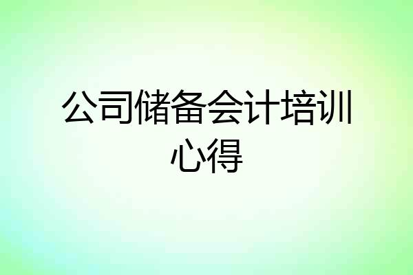公司储备会计培训心得