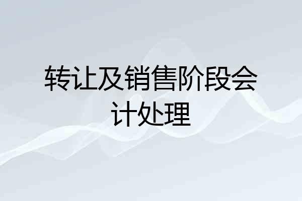 转让及销售阶段会计处理