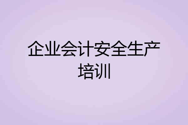 企业会计安全生产培训